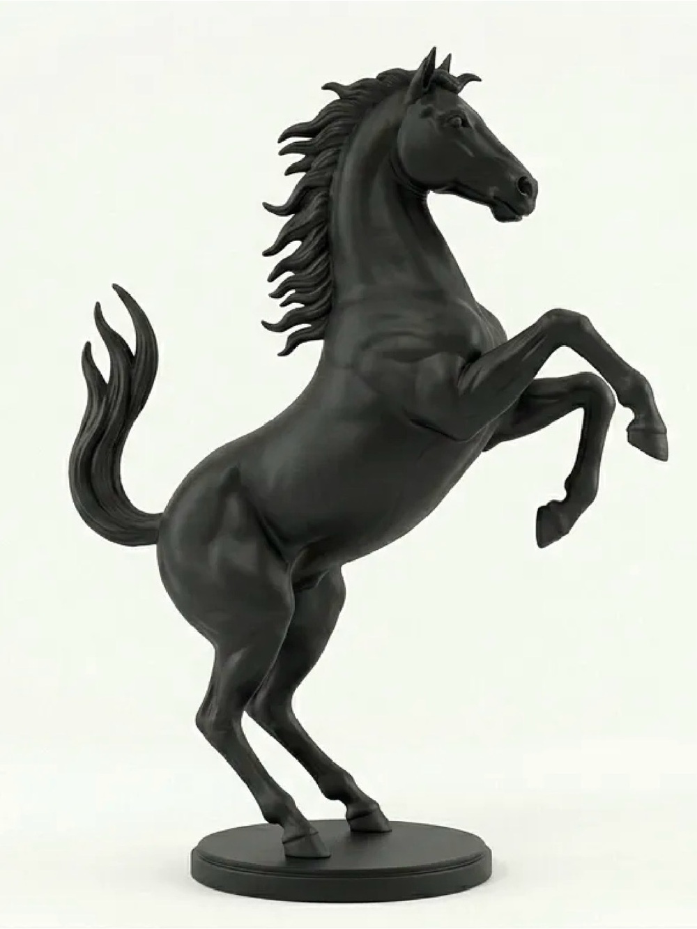 Black Rearing Horse Sculpture Home Art Decor